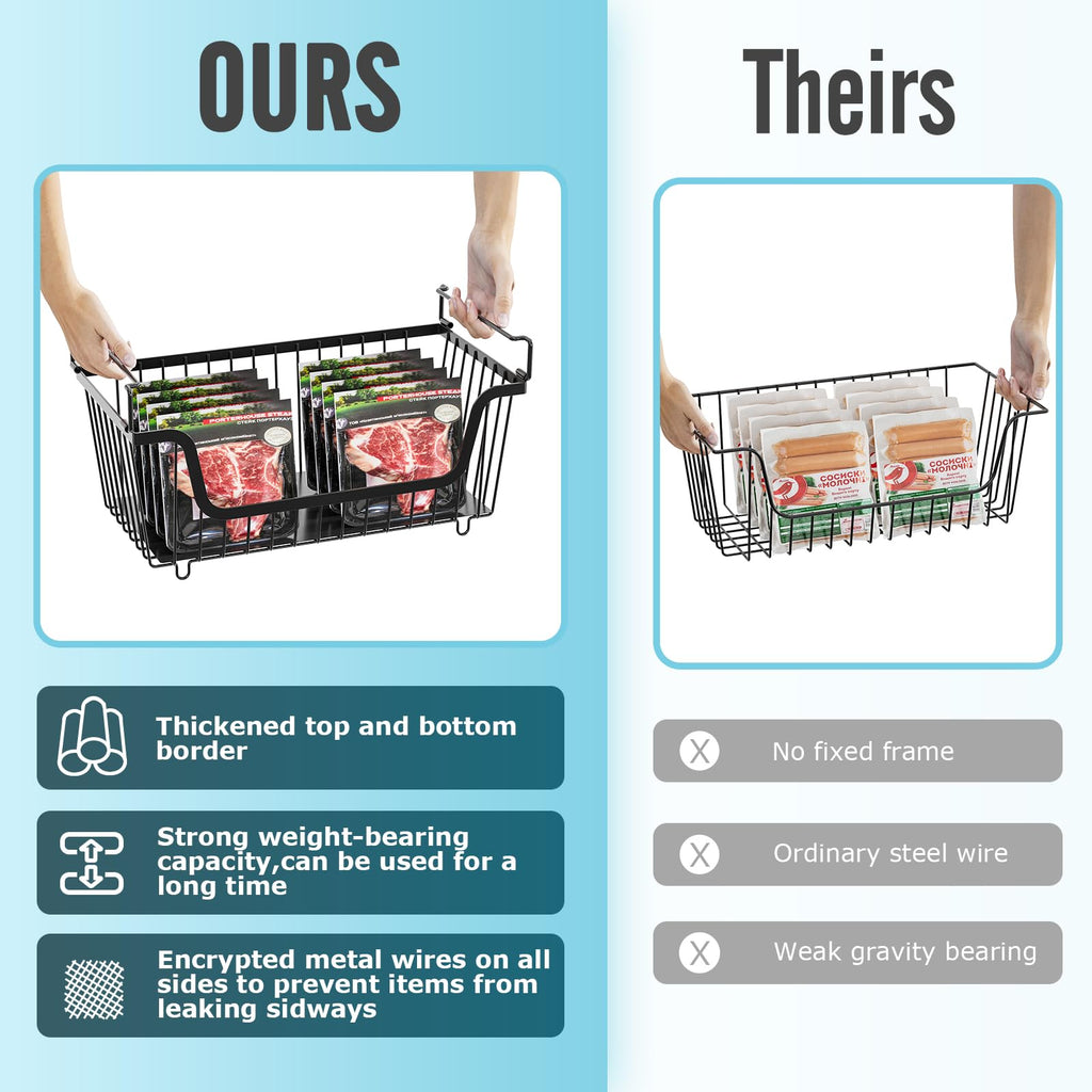 GAOKASE 4 Pcs Stackable Wire Baskets for Pantry Organizers and Storage,Vegetable Fruit Basket for Countertop,Kitchen Storage Metal Baskets,Produce Potato Onion Storage Bin
