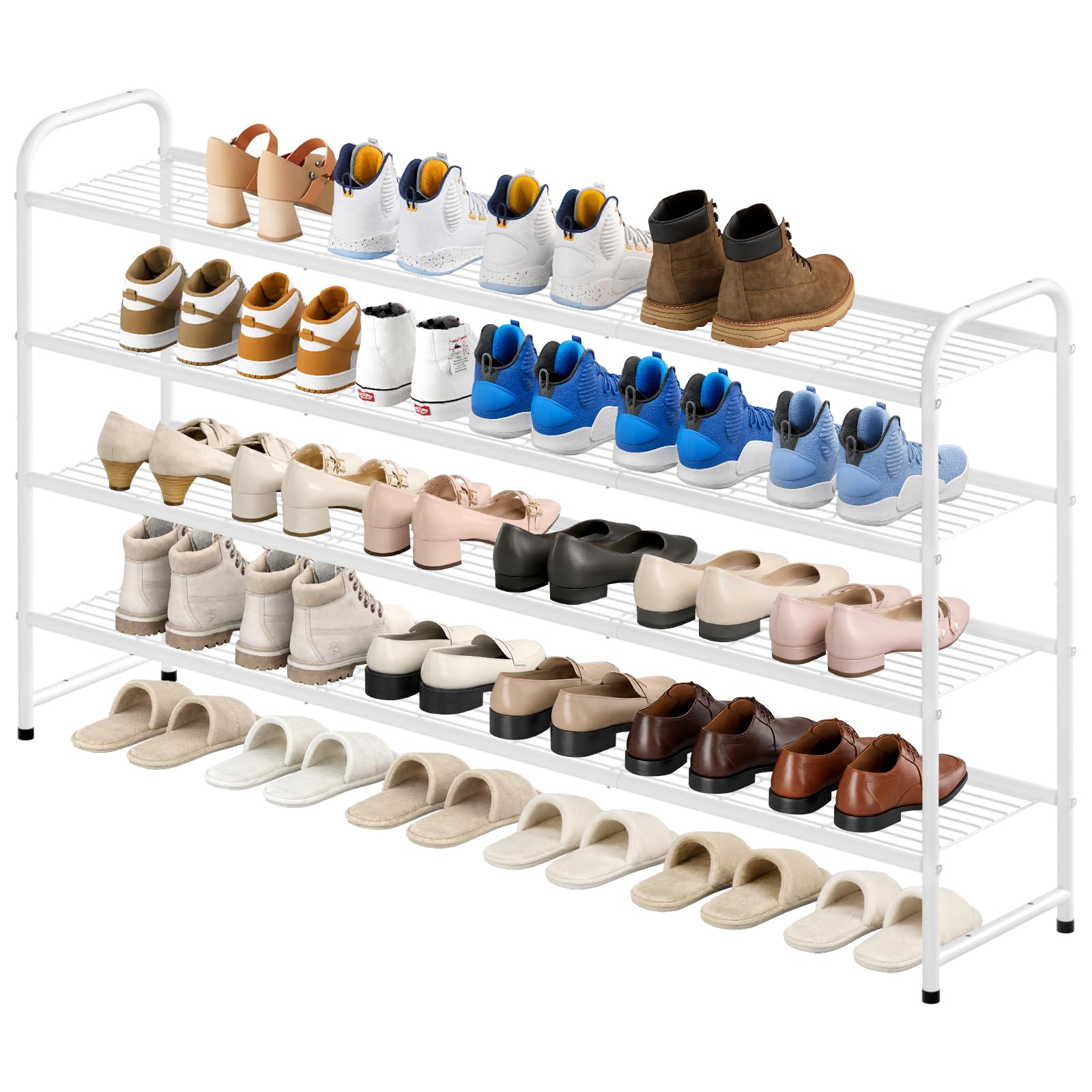 KEETDY 3-Tier Long Shoe Rack for Closet Metal Shoe Organizer for Entryway, Wide Stackable Shoe Storage Shelf with Sturdy Wire Grid for Closet Floor, Bedroom
