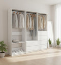 White Freestanding Walk in Wood Closet System HT550