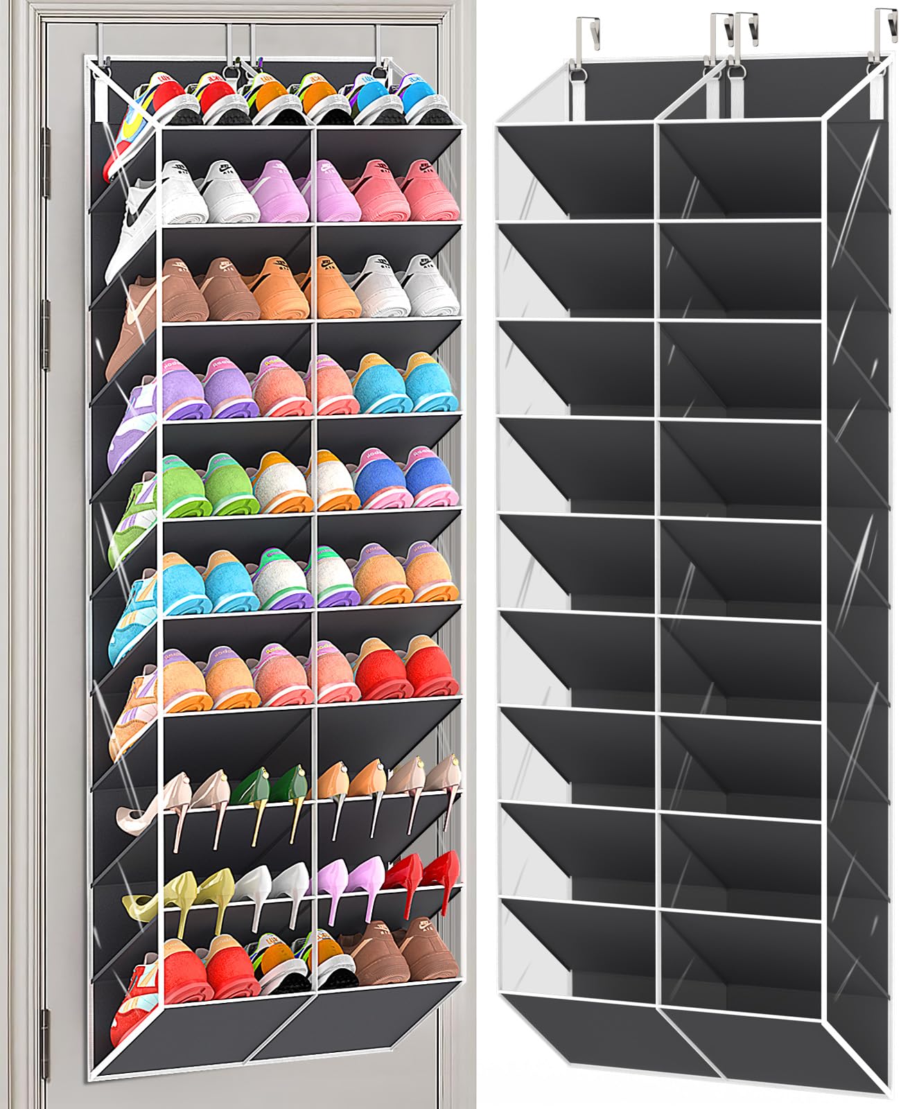 UVIAHOMI 30 Over the Door Shoe Organizer Large Mesh Pocket Hanging Shoe Rack for Closet