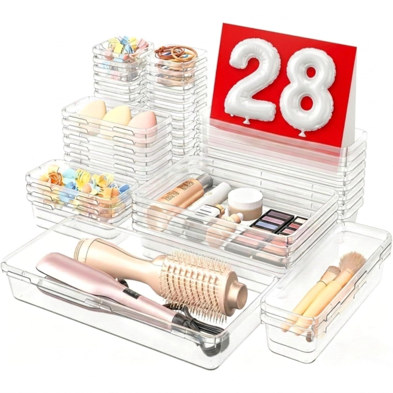【Military Grade】A-LuGei Drawer Organizer,【𝟱𝗦𝗶𝘇𝗲】Makeup organizer,【Holds 177 Items】Bathroom Organizers and Storage,Organization and Storage,Desk Drawer Organizer for Vanity