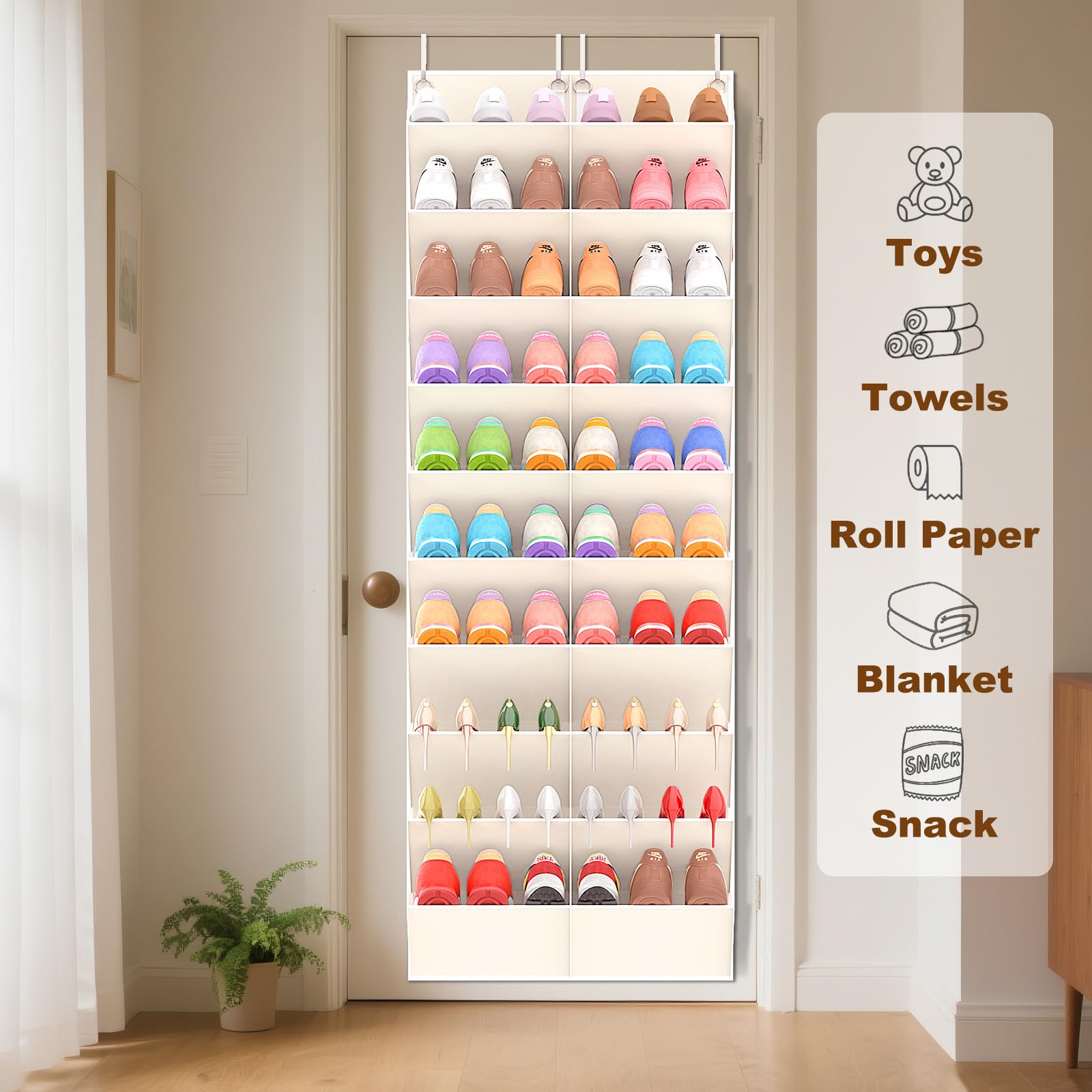 UVIAHOMI 30 Over the Door Shoe Organizer Large Mesh Pocket Hanging Shoe Rack for Closet