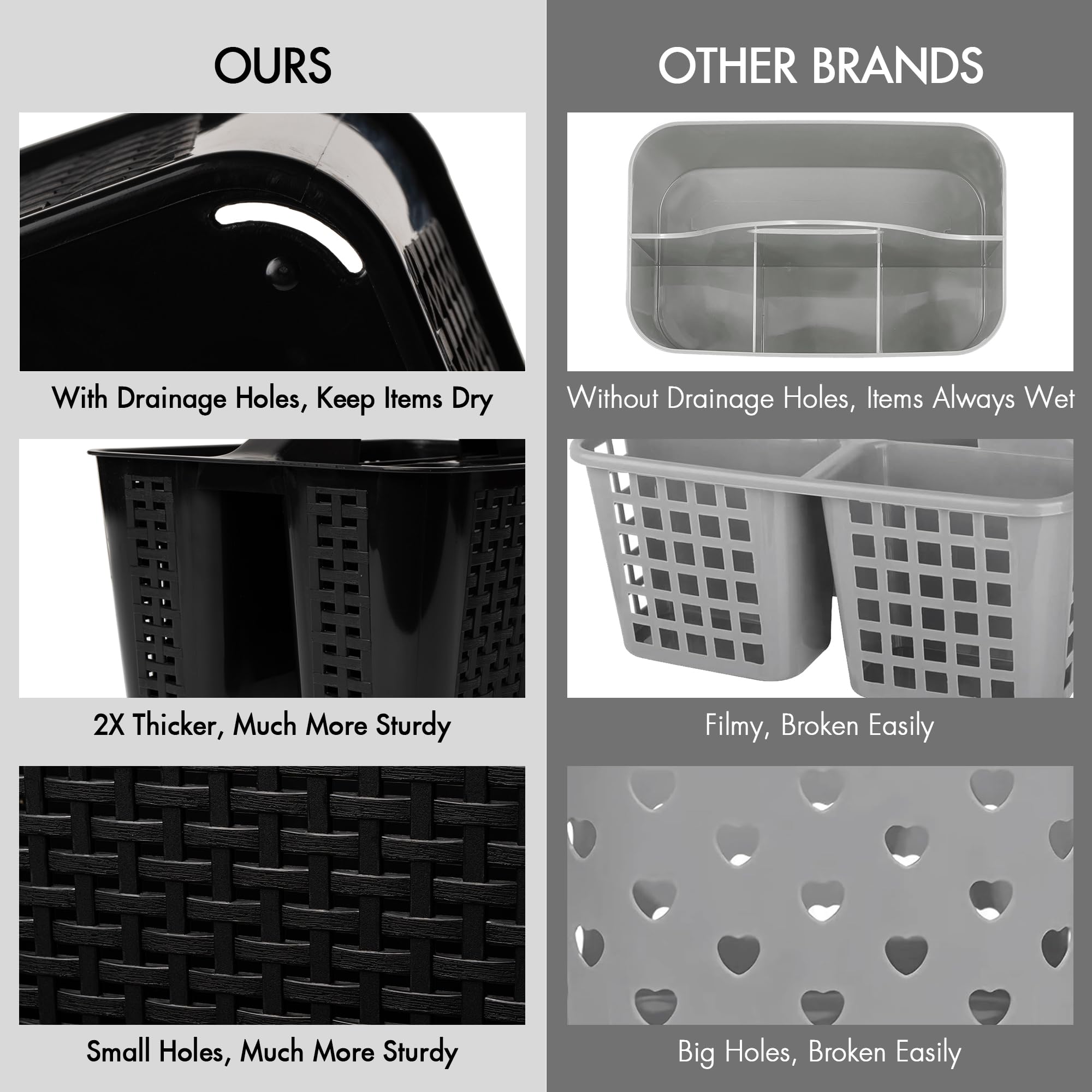 Tiawudi Cleanning Caddy Basket Plastic Storage Shower Caddy Bucket with Handle for Garden, Cleaning Supplies