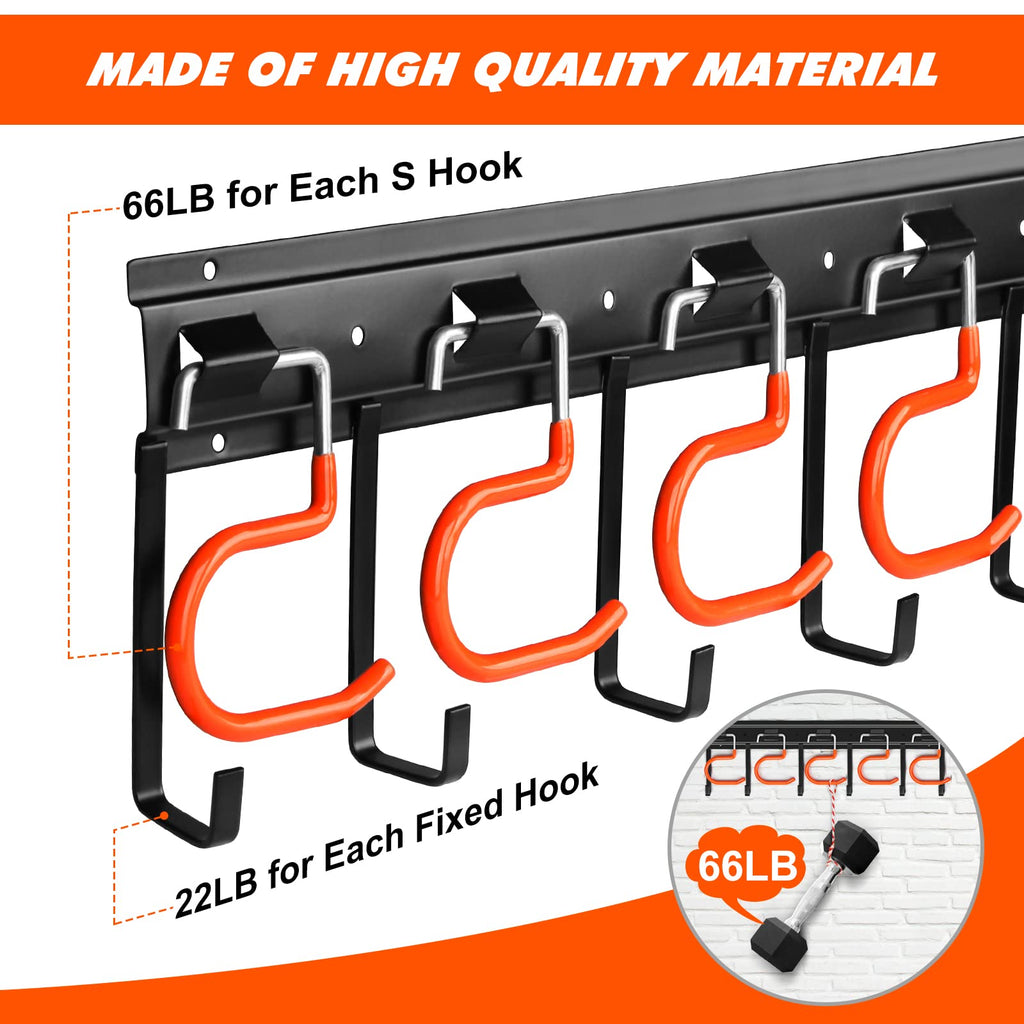 TVKB All Metal Garden Tool Organizer Adjustable Garage Tool Organizer Wall Mount Garage Organizers and Storage with Heavy Duty Hooks Tool Hangers for Garage Wall, Shed, Garden