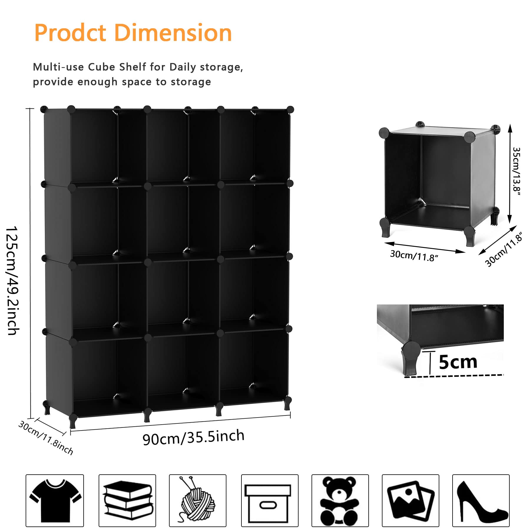 AWTATOS Cube Storage Organizer, Plastic Cube Shelf Organizer, DIY Closet Organizers Storage Shelves