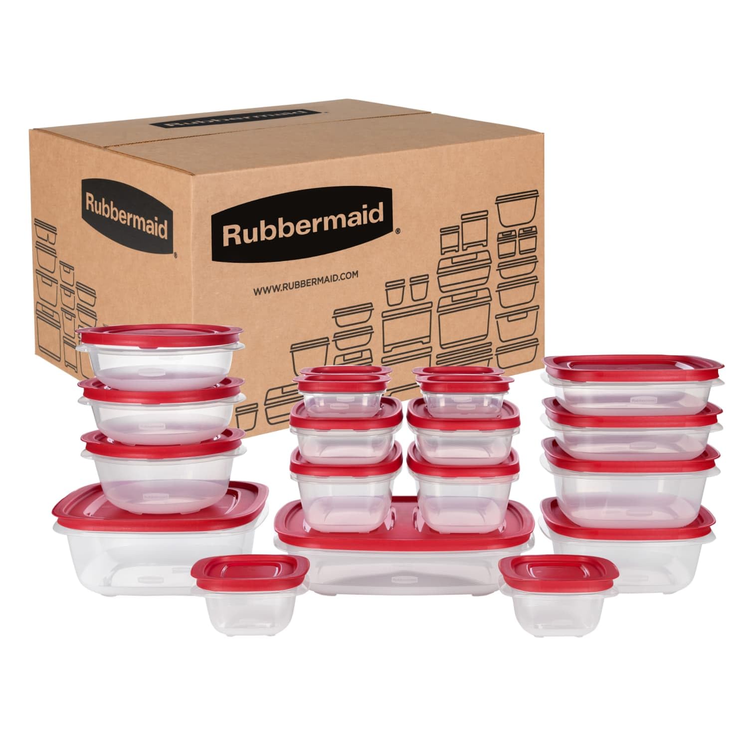 Rubbermaid EasyStore Rectangle and Square Containers, 22-Piece Set, Food Storage Containers with Lids