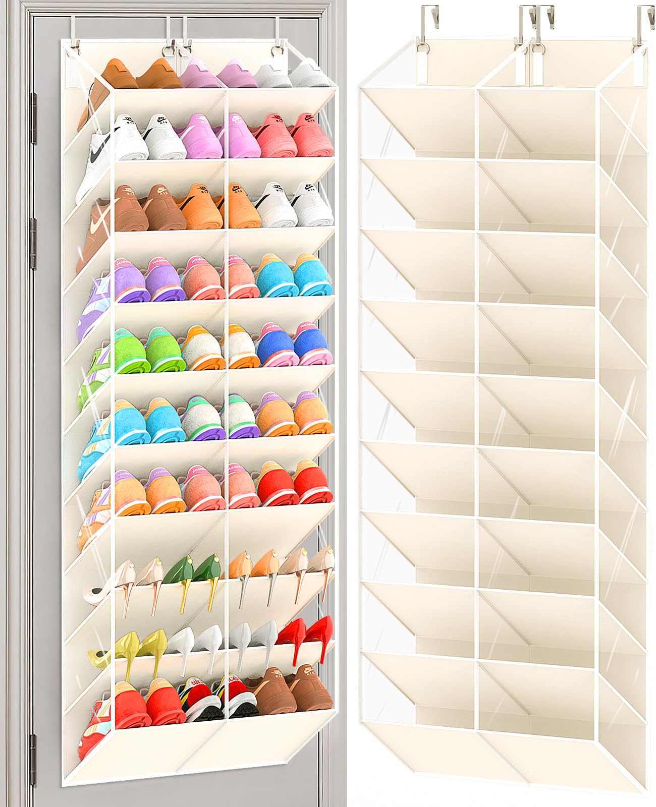 UVIAHOMI 30 Over the Door Shoe Organizer Large Mesh Pocket Hanging Shoe Rack for Closet