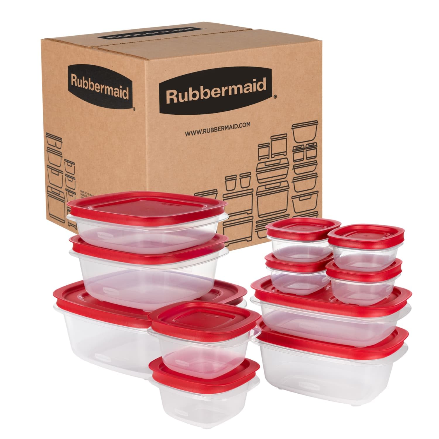 Rubbermaid EasyStore Rectangle and Square Containers, 22-Piece Set, Food Storage Containers with Lids