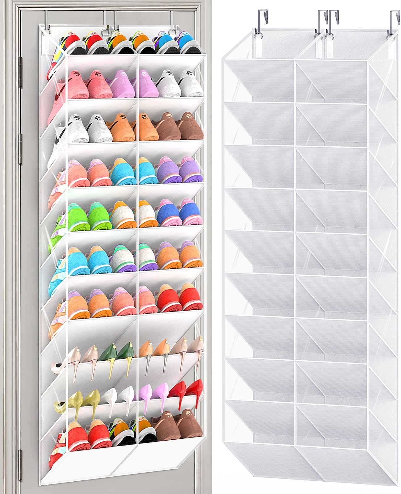 UVIAHOMI 30 Over the Door Shoe Organizer Large Mesh Pocket Hanging Shoe Rack for Closet