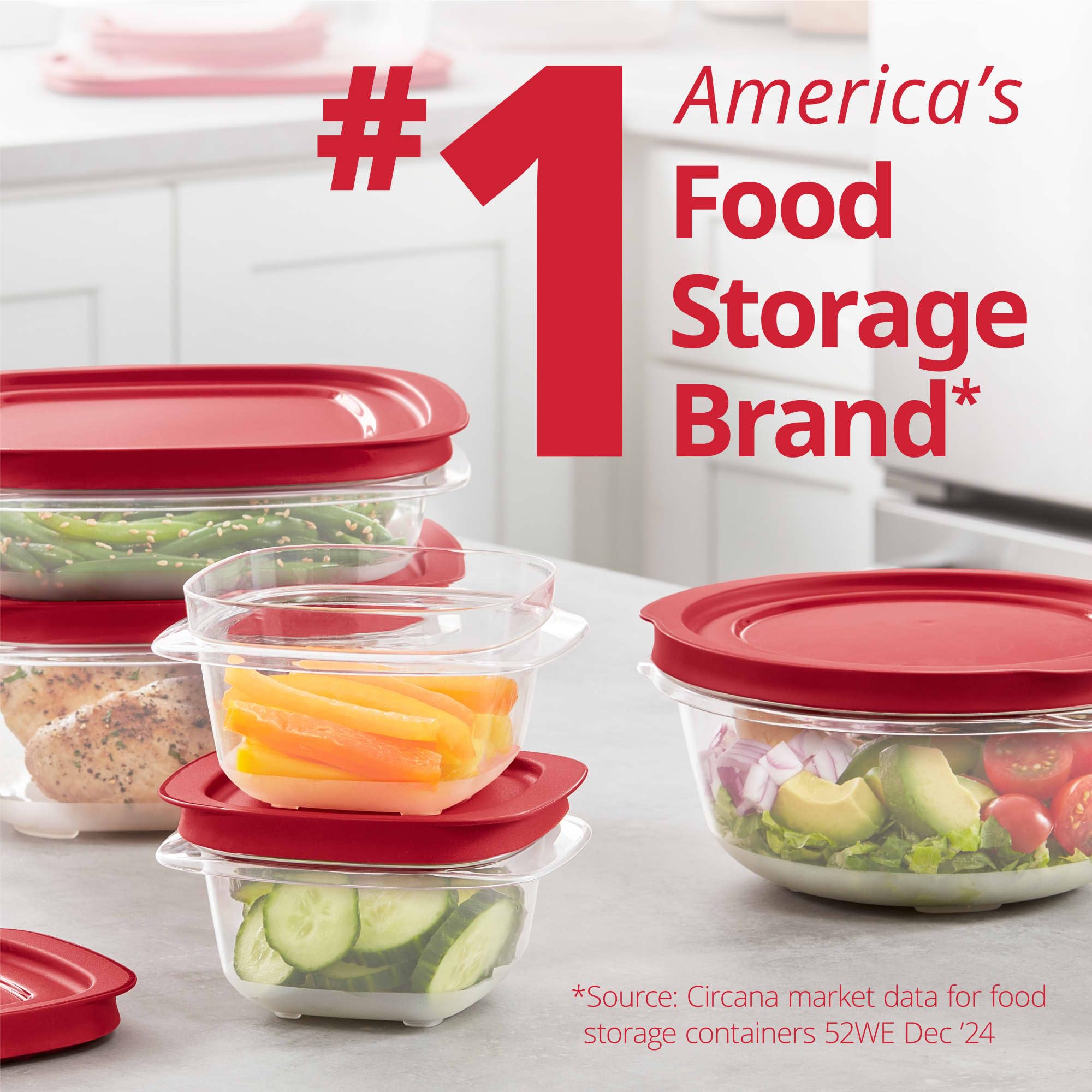 Rubbermaid EasyStore Rectangle and Square Containers, 22-Piece Set, Food Storage Containers with Lids