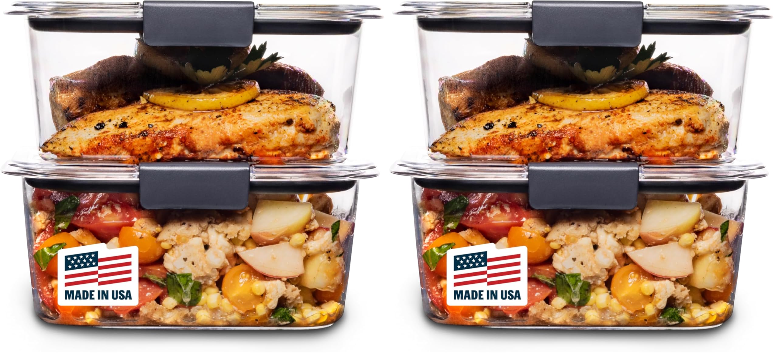 Rubbermaid Brilliance Meal Prep Containers, 2-Compartment Food Storage Containers, 2.85 Cup