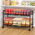 3IngSeagulls 2-Tier Expandable Rolling Pantry Cart with Wheels, Adjustable Floor Organizer for Kitchen Pantry, Can Organizer for Pantry, Storage Cart for Snack, Food, Vegetables, Patent Pending
