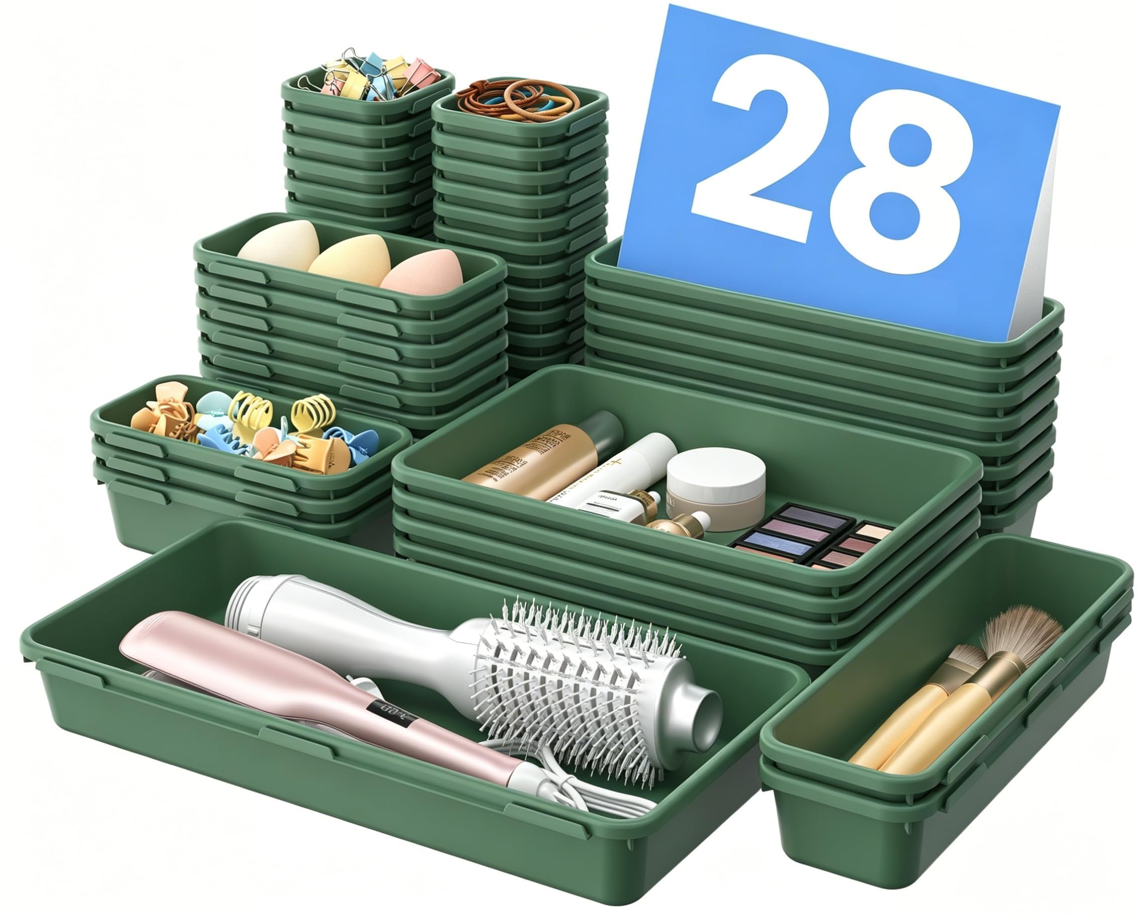 【Military Grade】A-LuGei Drawer Organizer,【𝟱𝗦𝗶𝘇𝗲】Makeup organizer,【Holds 177 Items】Bathroom Organizers and Storage,Organization and Storage,Desk Drawer Organizer for Vanity