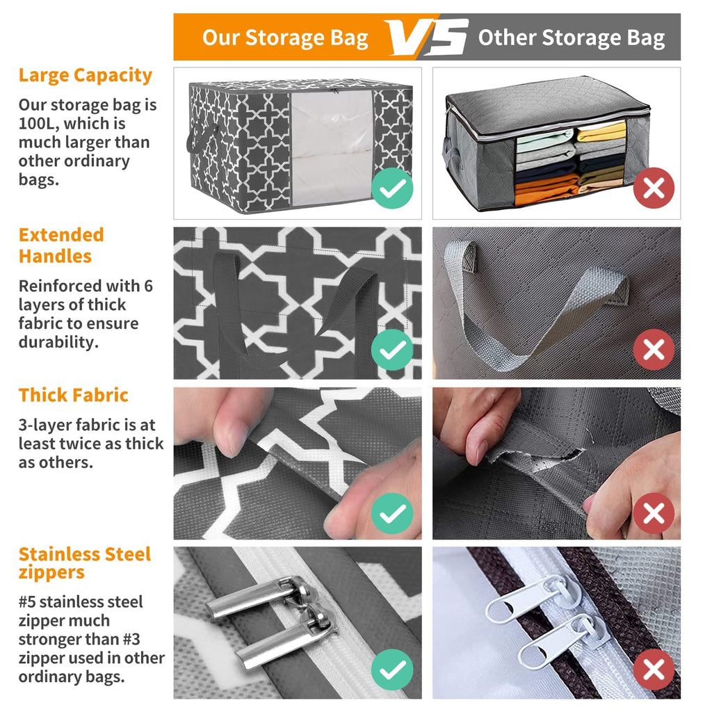GhvyenntteS Large Capacity Clothes Storage Bag Organizer