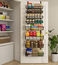 Mefirt Over The Door Pantry Organizer, Wall Mount Spice Rack Deep Baskets