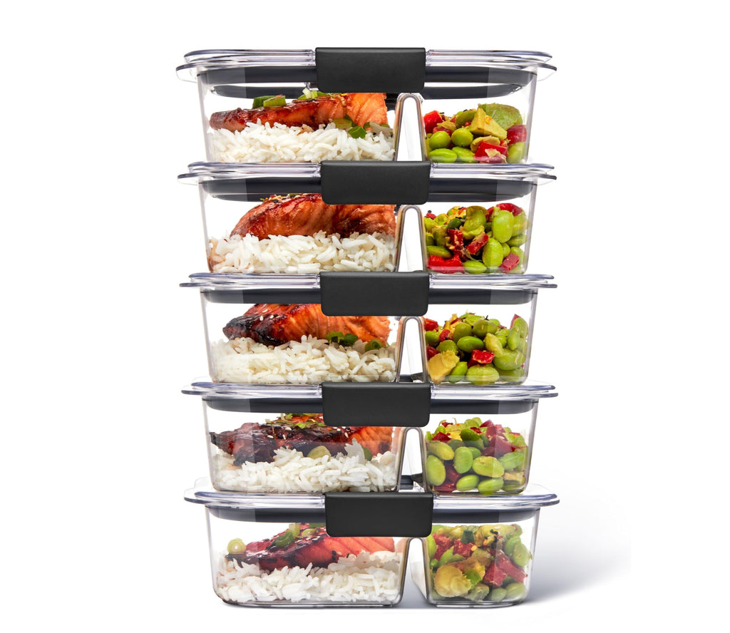 Rubbermaid Brilliance Meal Prep Containers, 2-Compartment Food Storage Containers, 2.85 Cup