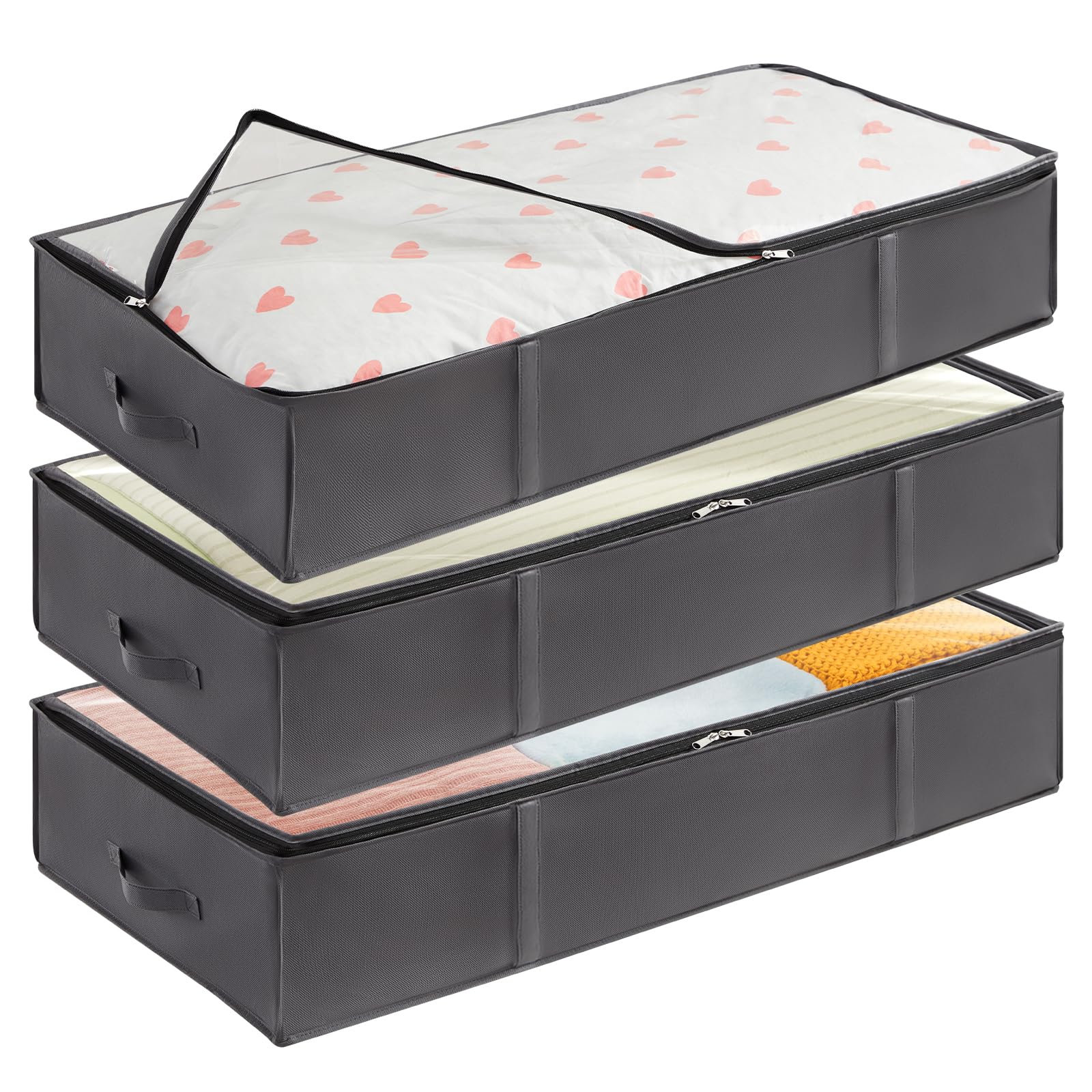 Lifewit 95L Under Bed Storage Containers, Large Capacity Blanket Storage Bags with Reinforced Handle, Organization and Storage for Comforters, Sheets, Clothes, Bedroom, College Dorm