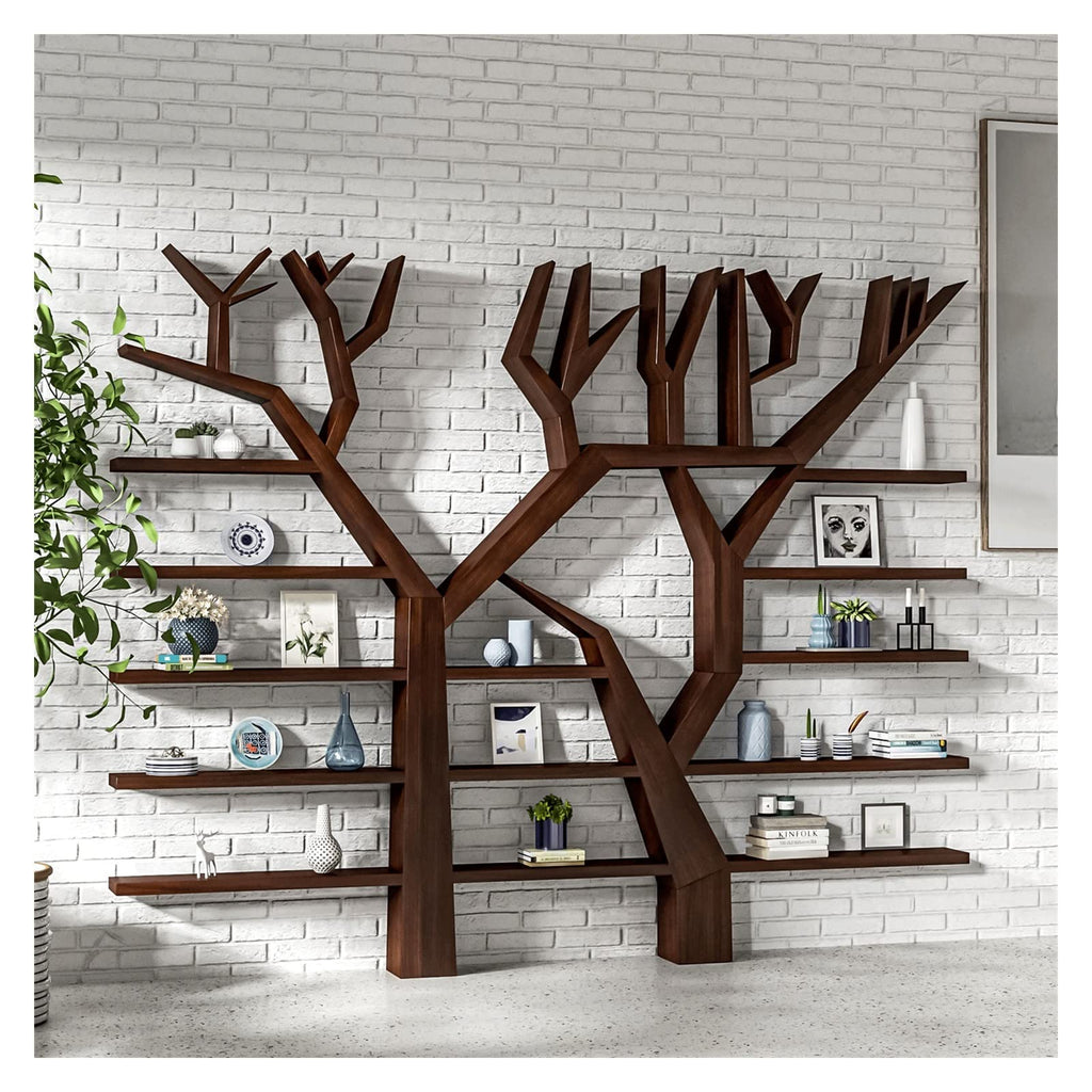 KIZQYN Bookcase Tree-Shaped Bookshelf Wall Display Floor-to-Ceiling Creative Multi-Layer Shelf Assembly Bookcase Bookshelf