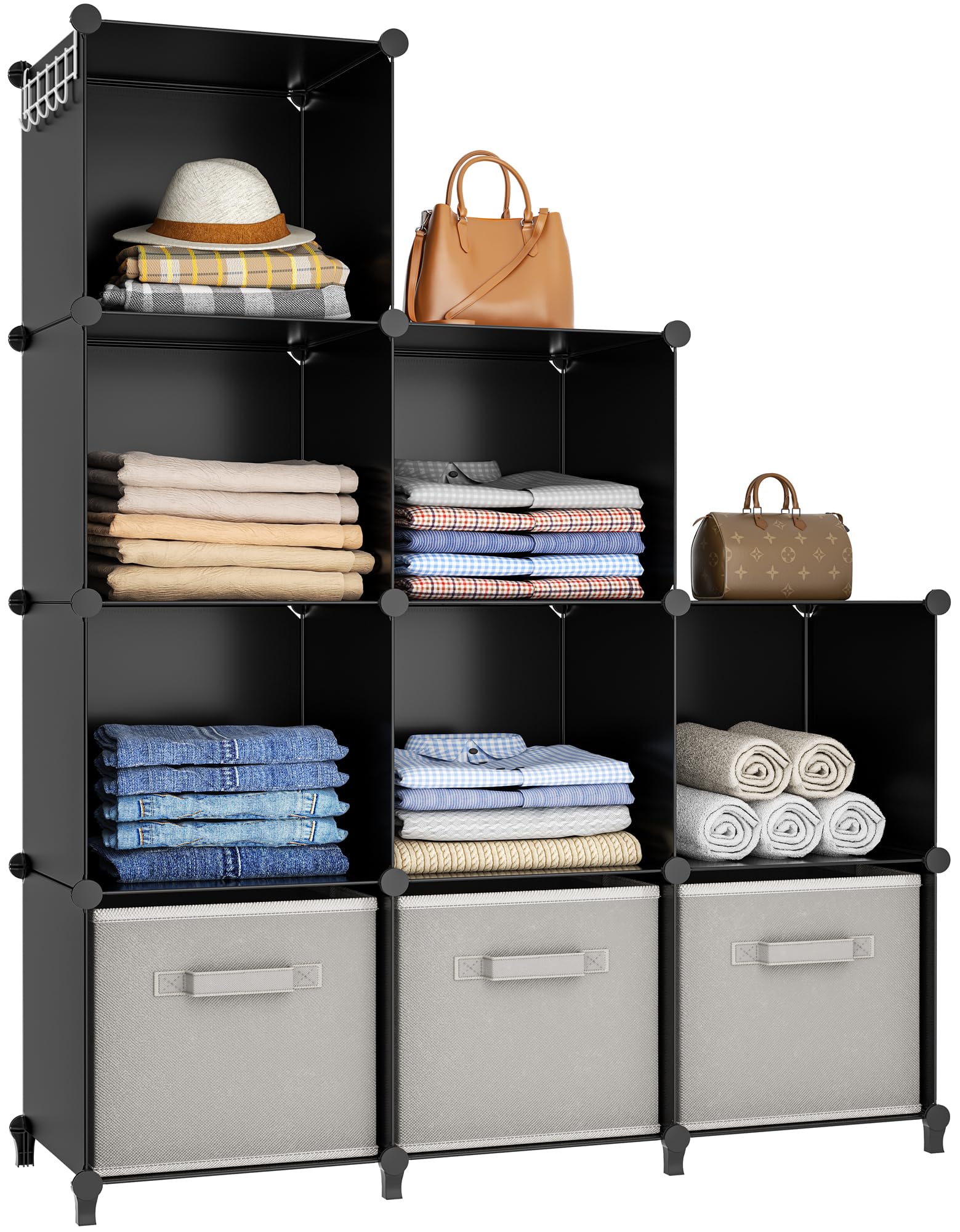 HOMIDEC Closet Organizers and Storage, 9 Cube Storage Organizer, Black