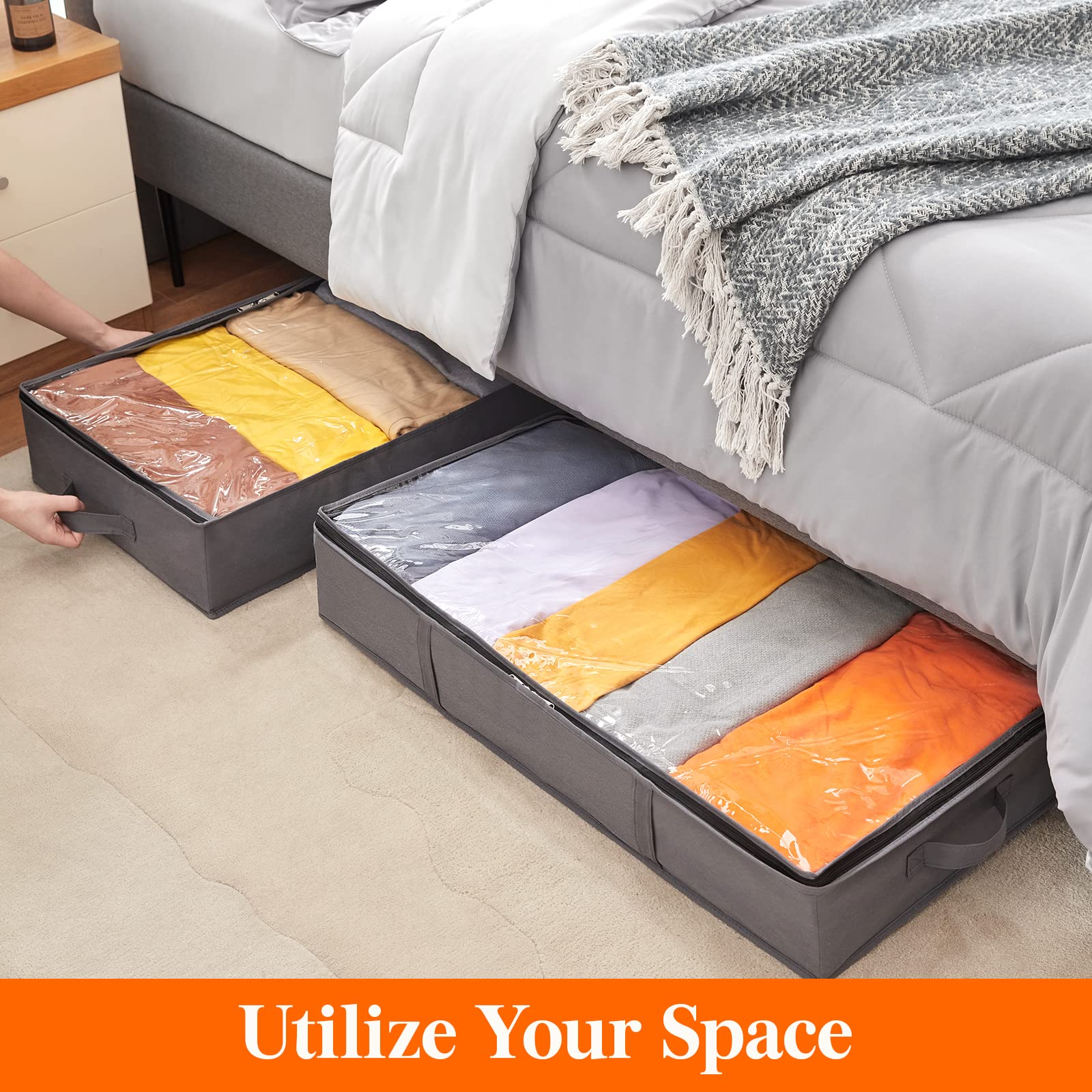 Lifewit 95L Under Bed Storage Containers, Large Capacity Blanket Storage Bags with Reinforced Handle, Organization and Storage for Comforters, Sheets, Clothes, Bedroom, College Dorm