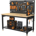 CAMMOO 48x24 Inch Garage Work Bench with Storage, Pegboard & Power Strip