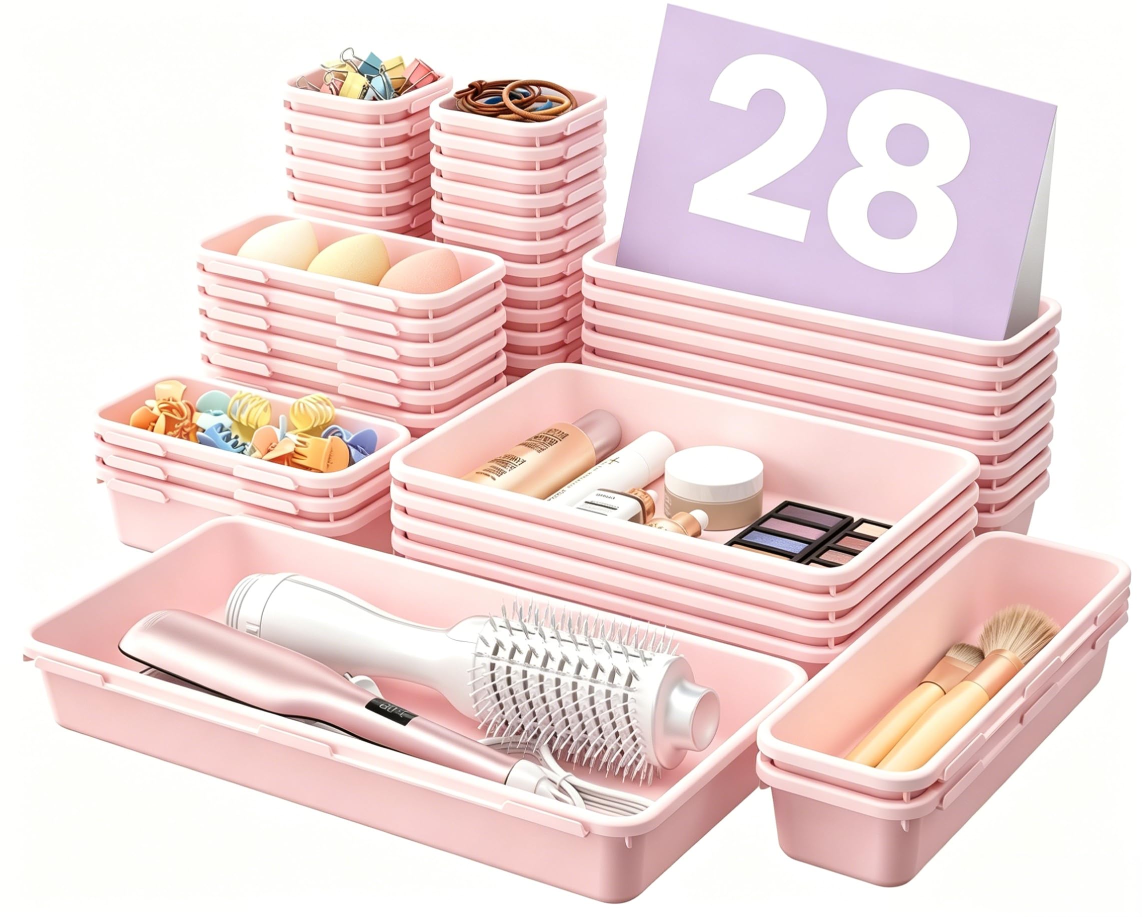 【Military Grade】A-LuGei Drawer Organizer,【𝟱𝗦𝗶𝘇𝗲】Makeup organizer,【Holds 177 Items】Bathroom Organizers and Storage,Organization and Storage,Desk Drawer Organizer for Vanity