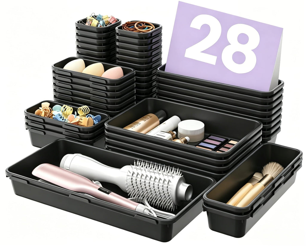 【Military Grade】A-LuGei Drawer Organizer,【𝟱𝗦𝗶𝘇𝗲】Makeup organizer,【Holds 177 Items】Bathroom Organizers and Storage,Organization and Storage,Desk Drawer Organizer for Vanity