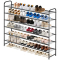 KEETDY 3-Tier Long Shoe Rack for Closet Metal Shoe Organizer for Entryway, Wide Stackable Shoe Storage Shelf with Sturdy Wire Grid for Closet Floor, Bedroom