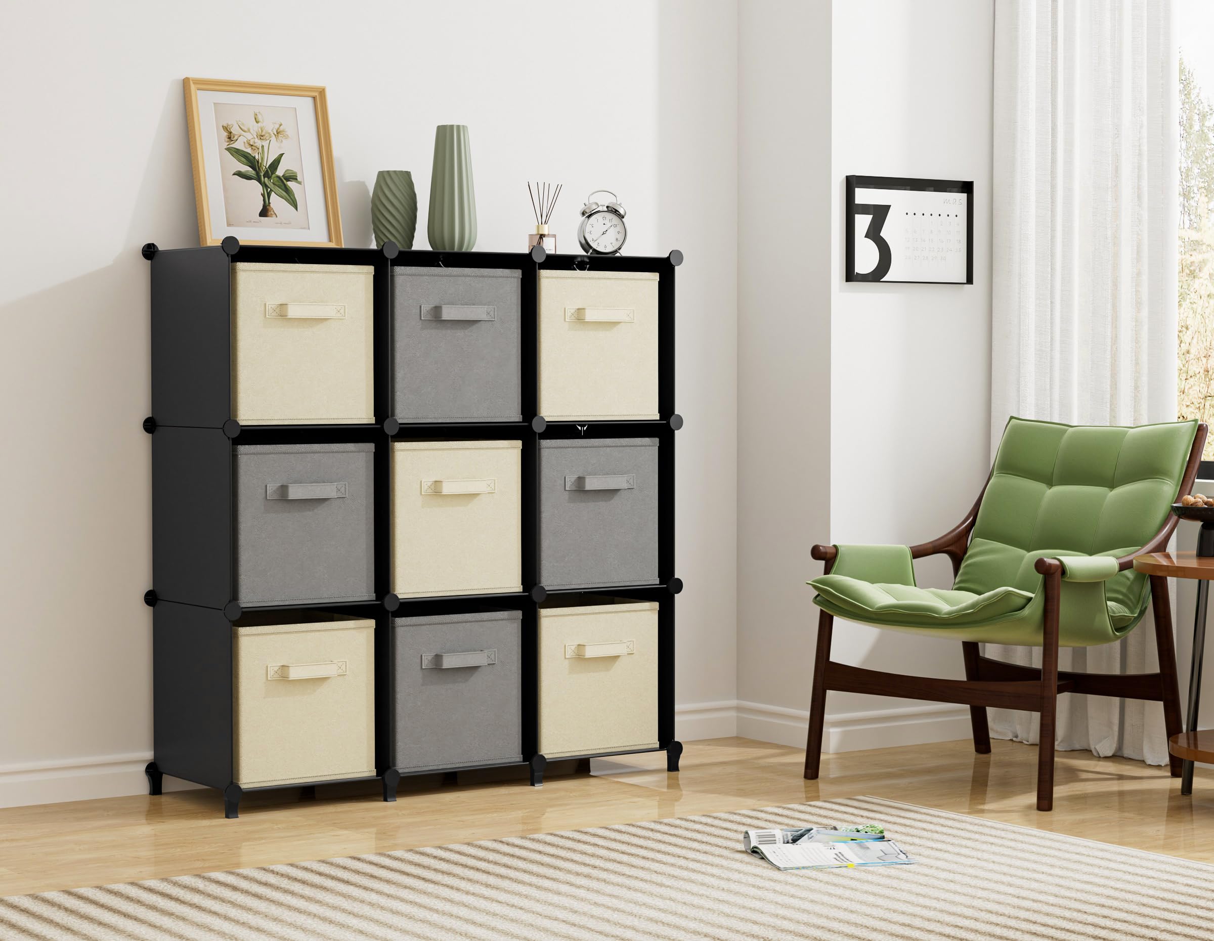 HOMIDEC Closet Organizers and Storage, 9 Cube Storage Organizer, Black