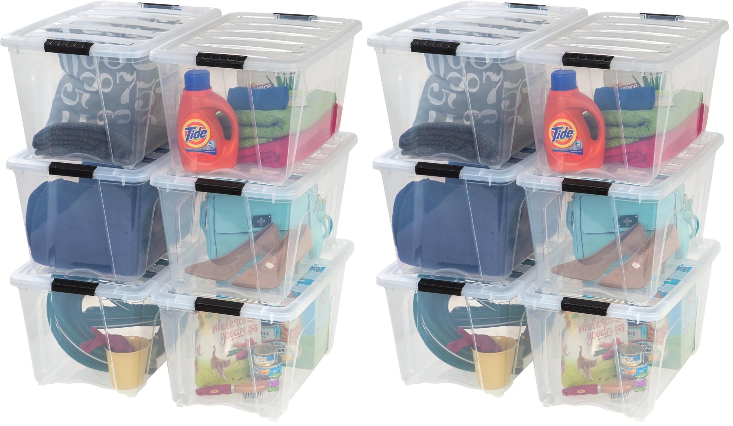 IRIS USA Stackable Plastic Storage Bins with Lids, Made in USA - Organizing Solution, Latches, Durable Nestable Containers, Secure Pull Handle