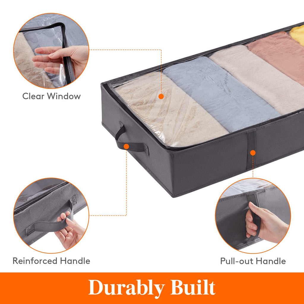 Lifewit 95L Under Bed Storage Containers, Large Capacity Blanket Storage Bags with Reinforced Handle, Organization and Storage for Comforters, Sheets, Clothes, Bedroom, College Dorm