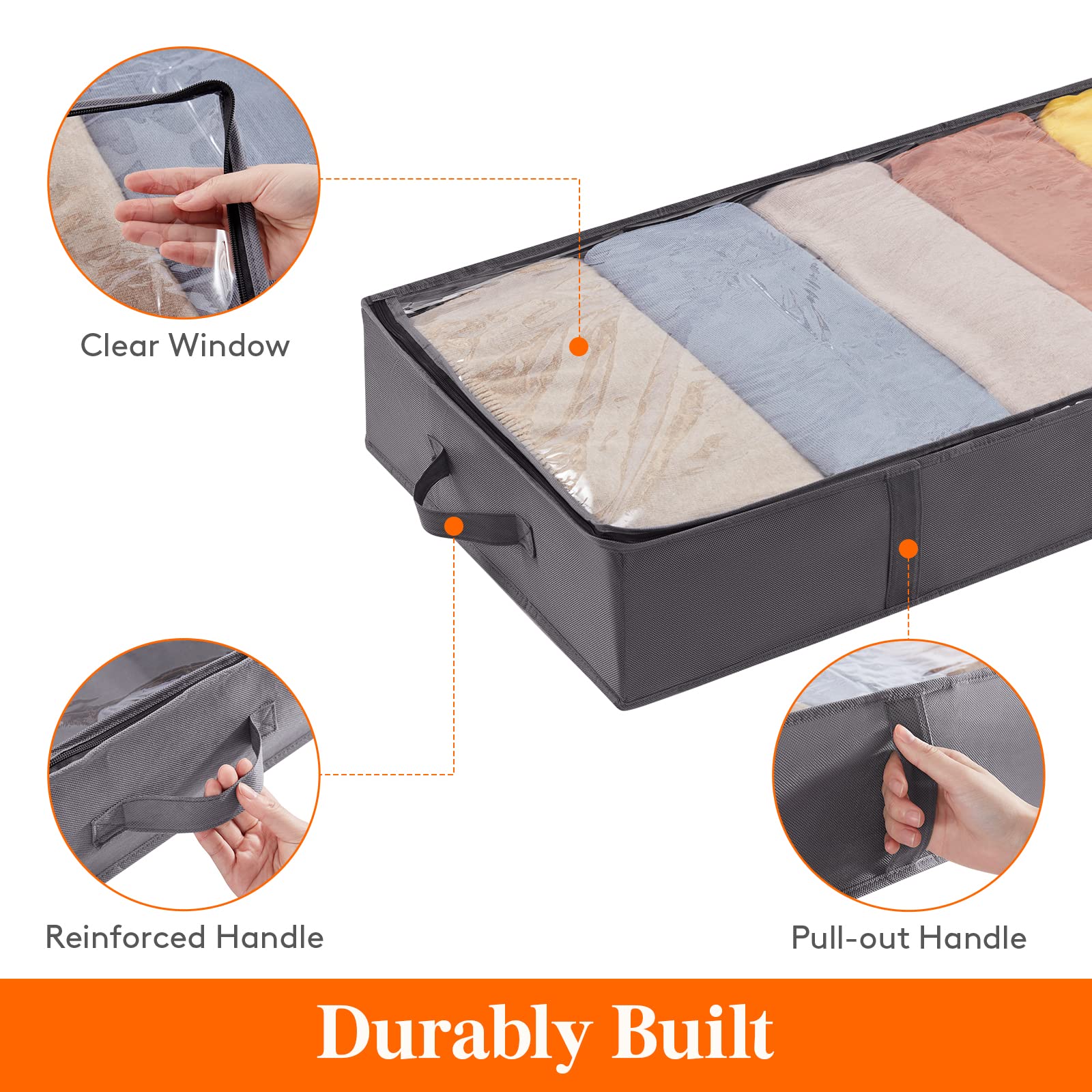 Lifewit 95L Under Bed Storage Containers, Large Capacity Blanket Storage Bags with Reinforced Handle, Organization and Storage for Comforters, Sheets, Clothes, Bedroom, College Dorm