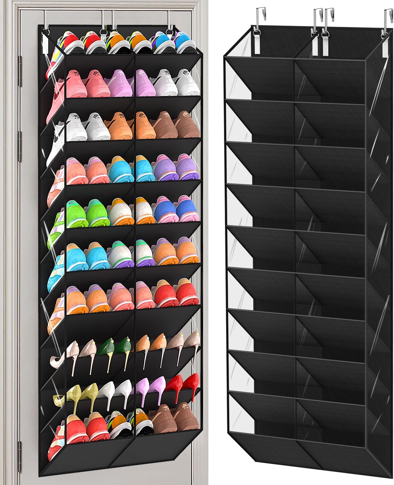 UVIAHOMI 30 Over the Door Shoe Organizer Large Mesh Pocket Hanging Shoe Rack for Closet