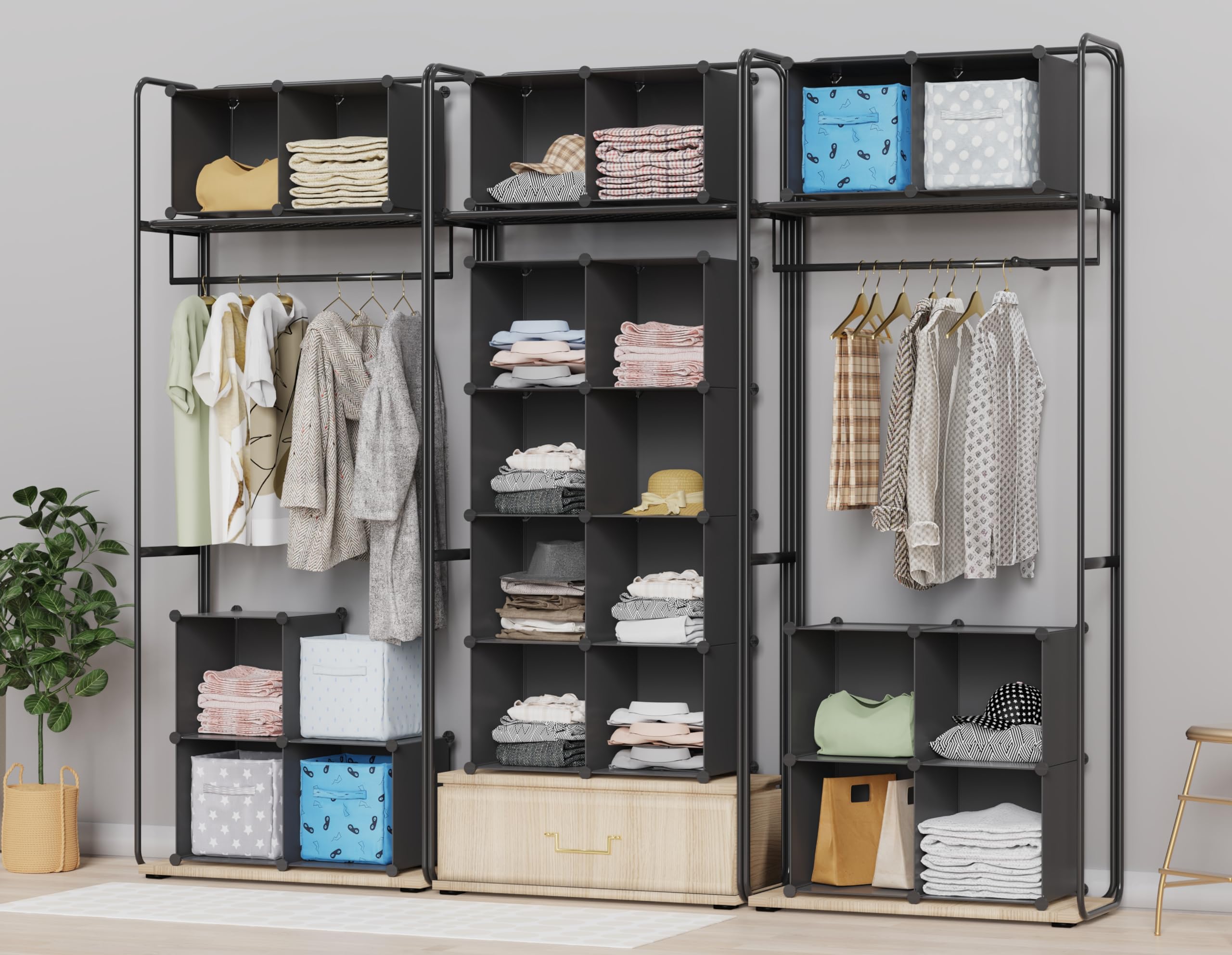 HOMIDEC Closet Organizers and Storage, 9 Cube Storage Organizer, Black