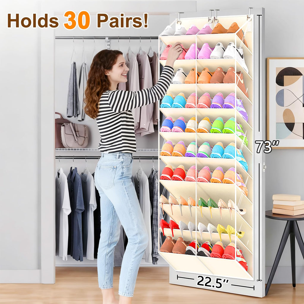 UVIAHOMI 30 Over the Door Shoe Organizer Large Mesh Pocket Hanging Shoe Rack for Closet
