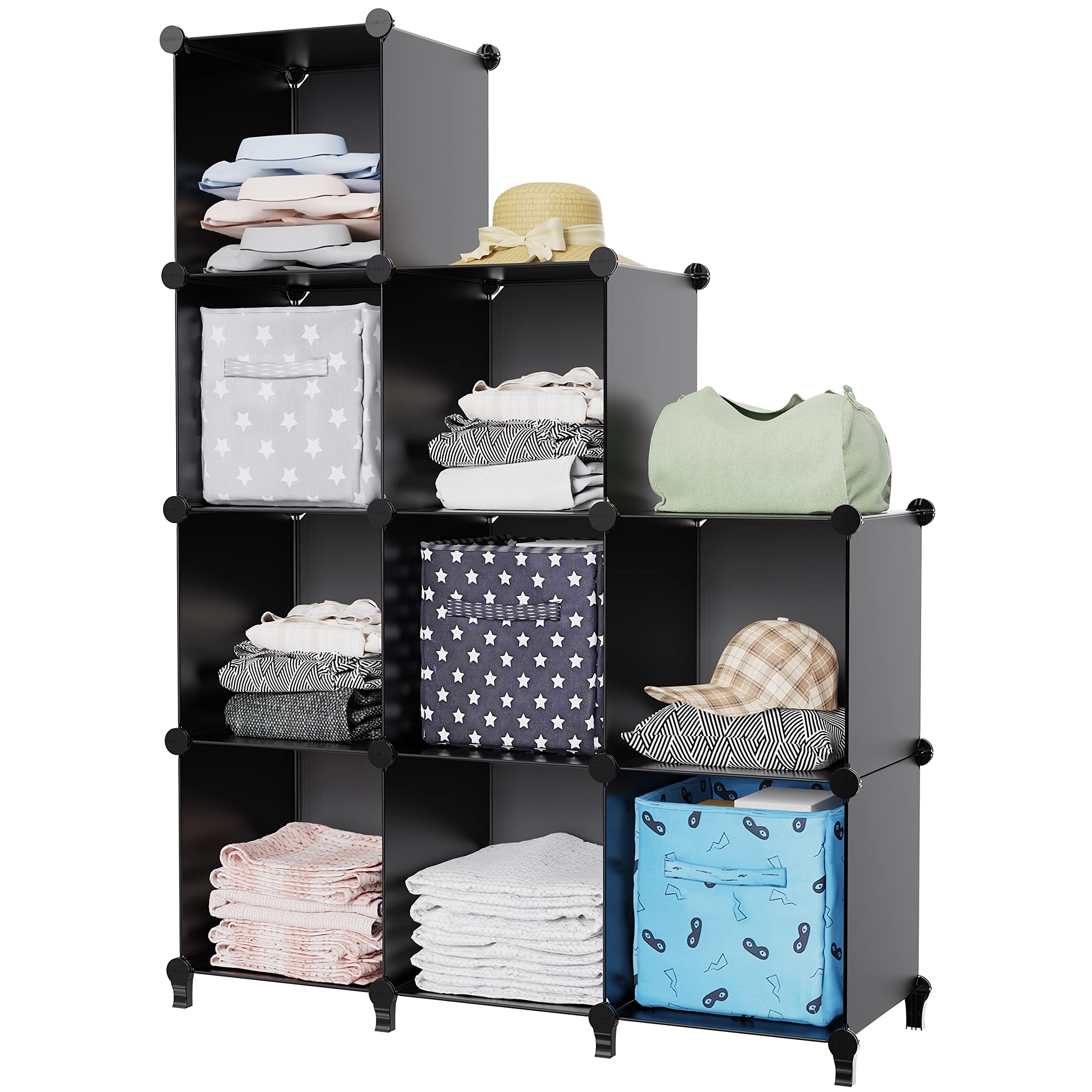 HOMIDEC Closet Organizers and Storage, 9 Cube Storage Organizer, Black