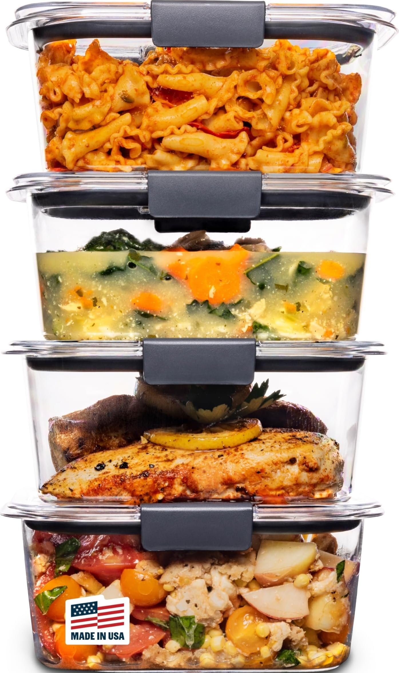 Rubbermaid Brilliance Meal Prep Containers, 2-Compartment Food Storage Containers, 2.85 Cup