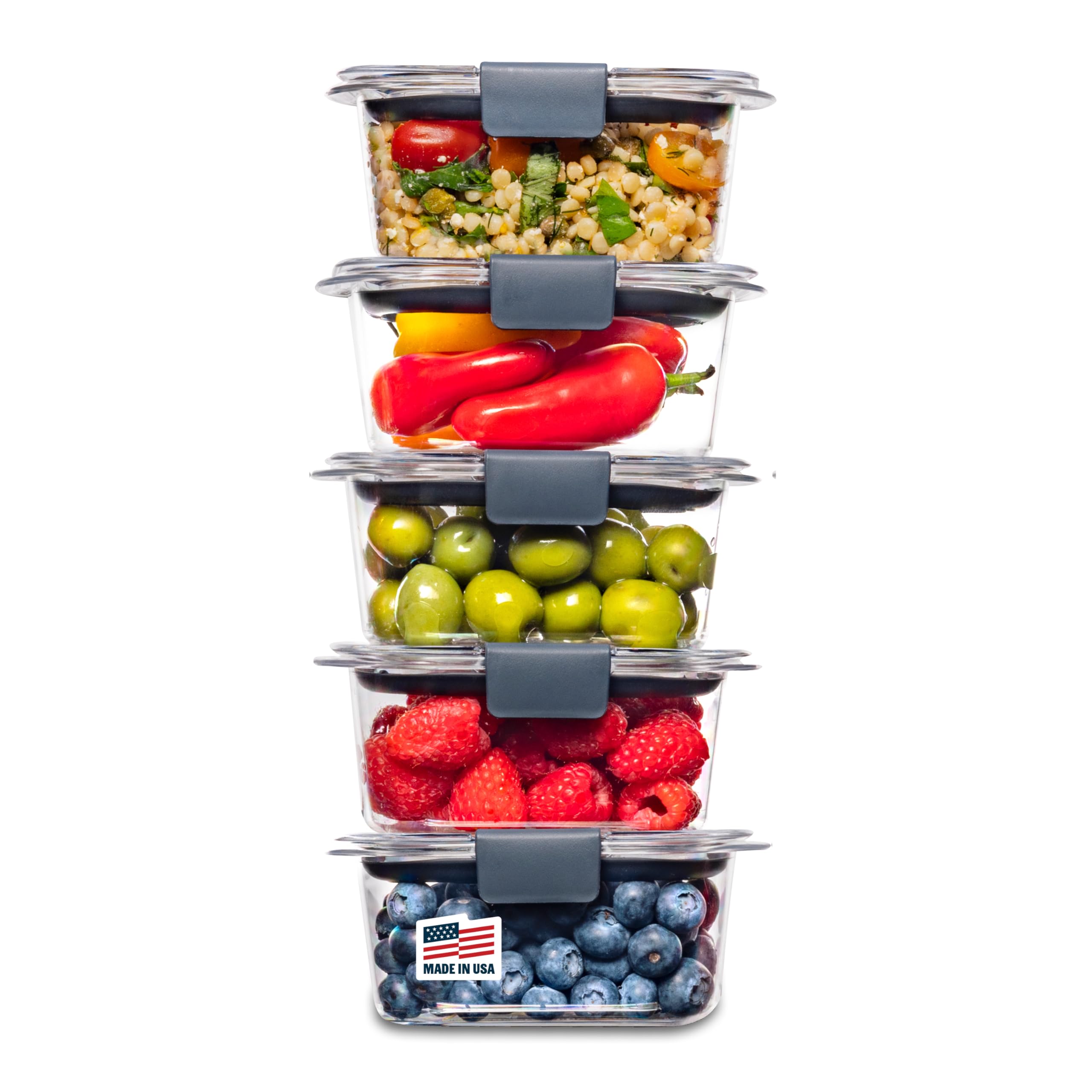 Rubbermaid Brilliance Meal Prep Containers, 2-Compartment Food Storage Containers, 2.85 Cup