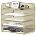 Supeasy 5 Trays Paper Organizer Letter Tray with Handle-Mesh Desk File Organizer,Black Paper Sorter Desk Organizer