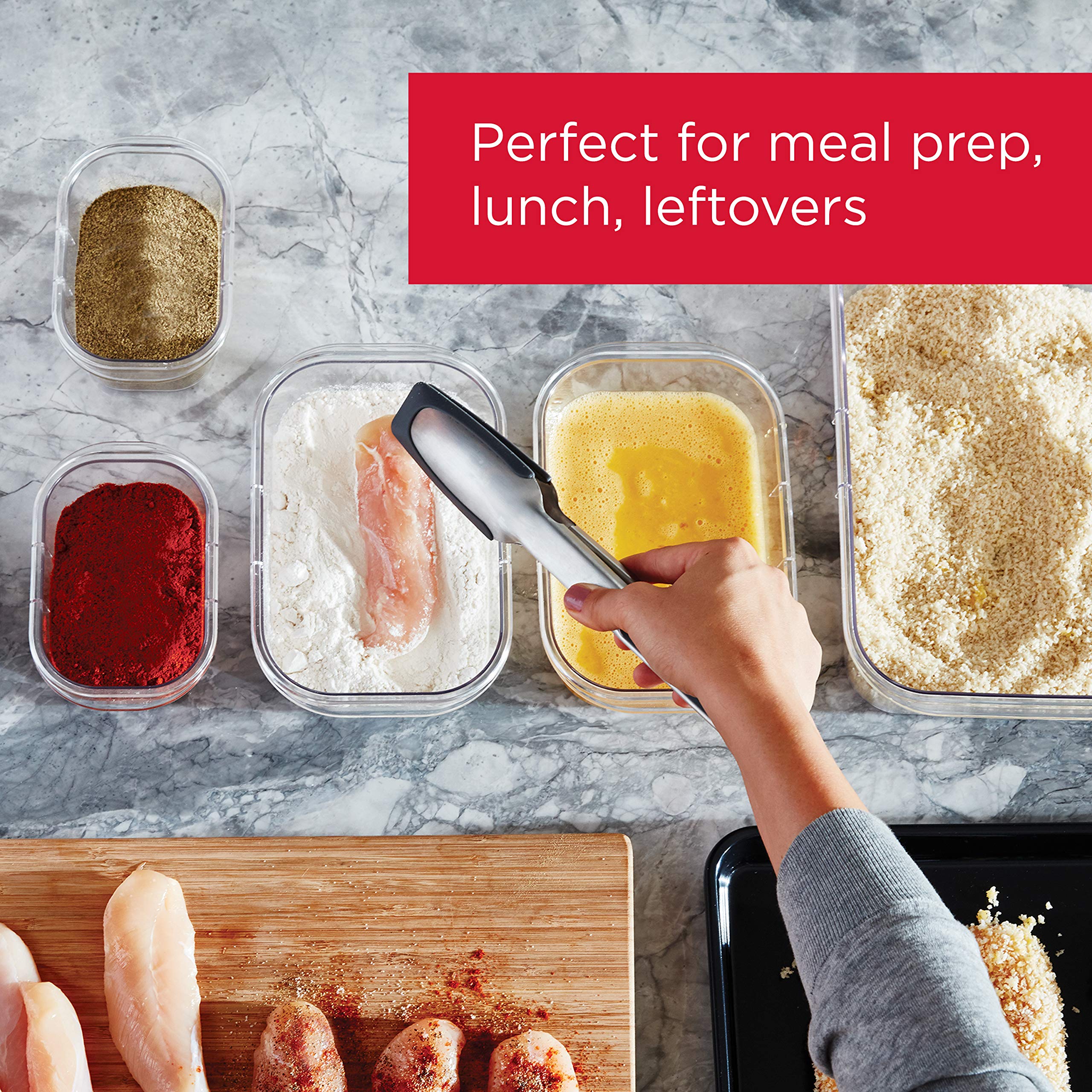 Rubbermaid Brilliance Meal Prep Containers, 2-Compartment Food Storage Containers, 2.85 Cup