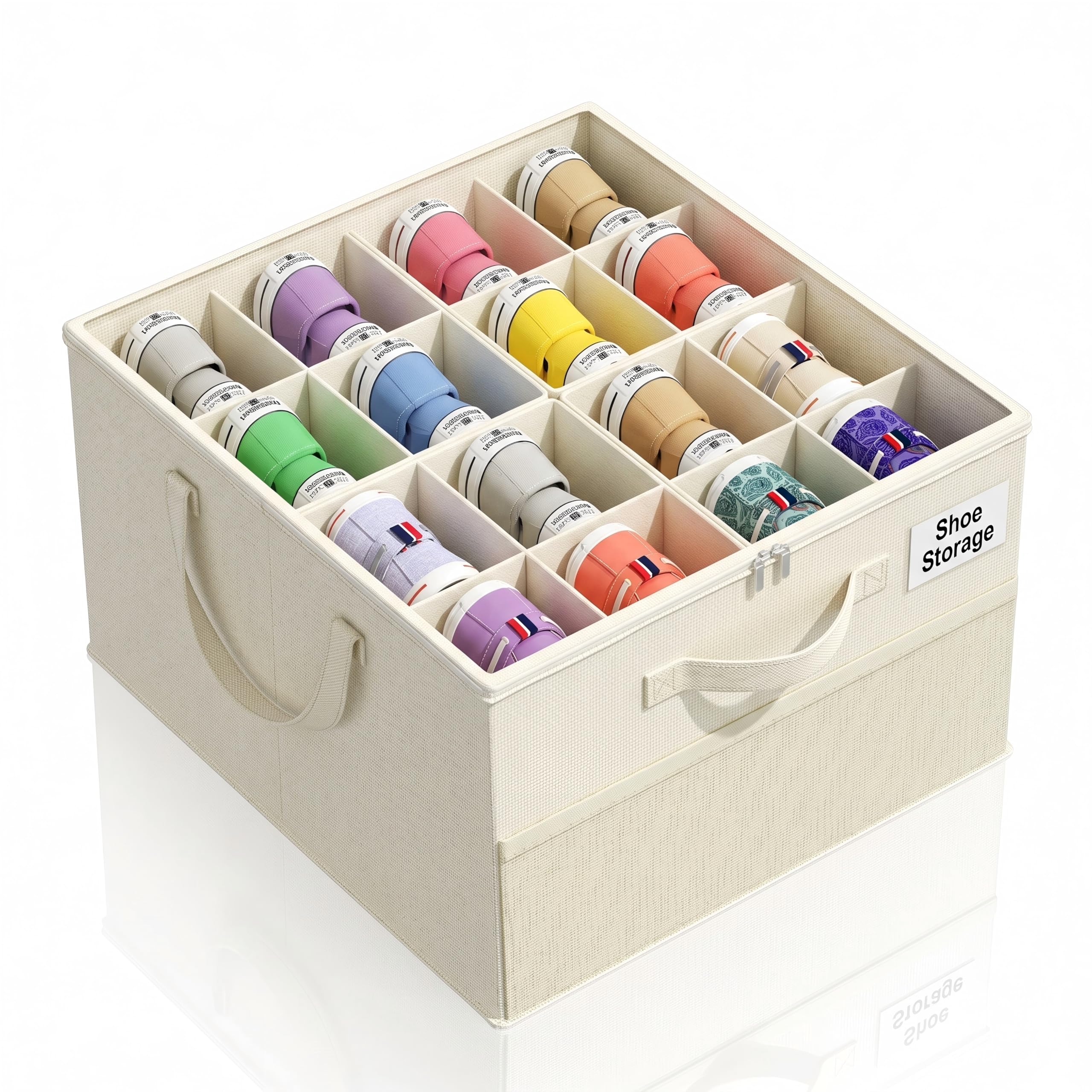 Plus Size 2 Pack Shoe Organizer for Closet, Foldable Shoe Storage Box
